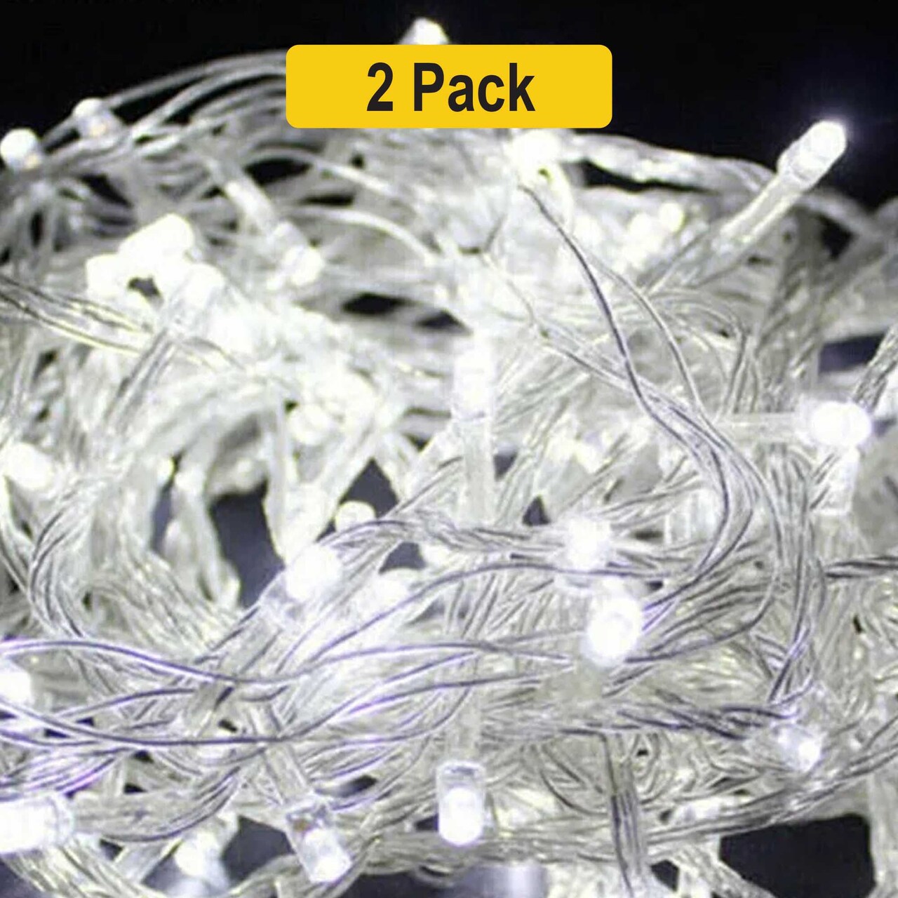 Dramatic Clear Cable LED String Lights — 300 LEDs, 8 Modes, Indoor/Outdoor, 96ft Plug-In